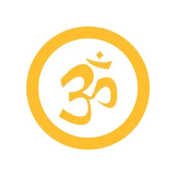 Simple Circular Yellow Om Symbol Stock Illustration