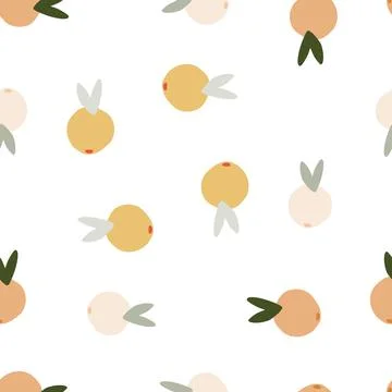 Simple citrus fruit seamless pattern on pink background. Fruits endless wallp Illustrazione stock