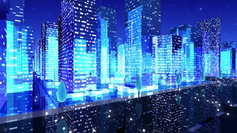 Simple City 20 Night HcA3 Stockbeeldmateriaal 136565571