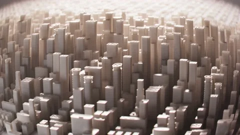 Simple city made of white blocks. Buildings, houses and roads. Miniature. Loop Video stock 202283549