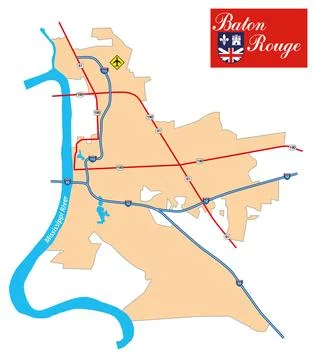 Simple city map of Baton Rouge, Louisiana, United States Ilustração Stock