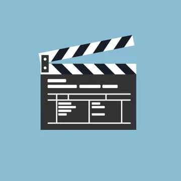 Simple clapper board icon in flat style. Stock Illustration