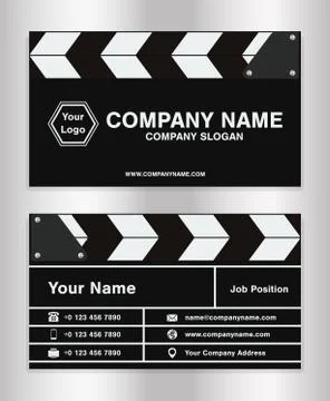 Simple clapperboard theme business name card template for movie director Illustrazione stock