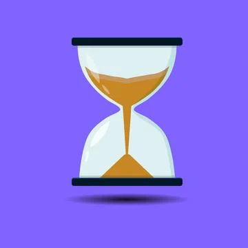 Simple classic hourglass vector design isolated on blue background Stock Illustration