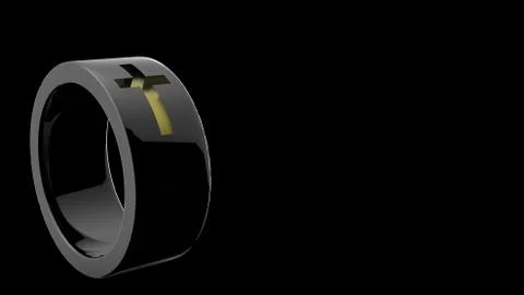 Simple classic light silver ring jewel with a gold yellow cross. with white l Stock Illustration