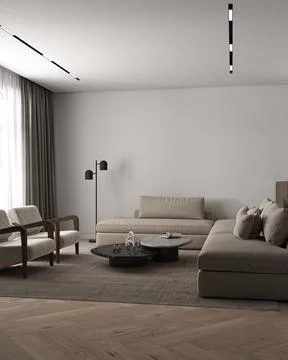 Simple classic minimalism white gray interior livingroom with stone table, lamp 스톡 일러스트