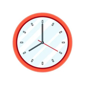 Simple classic red round wall clock. Stock Illustration