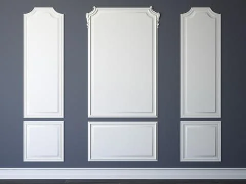 Simple classic style interior with dark walls. 3d rendering Illustrazione stock