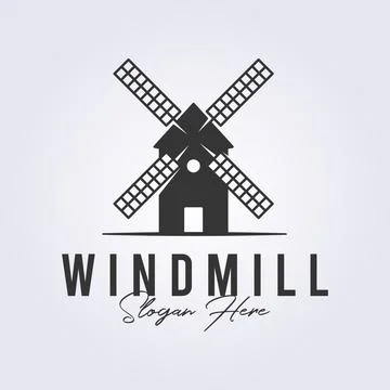 Simple classic windmill logo design, vector illustration template design Stock Illustration