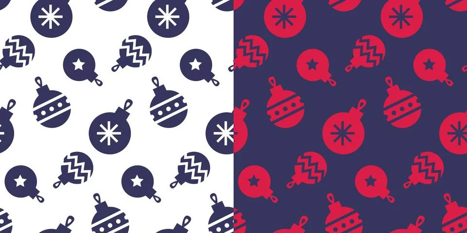 Simple classic xmas seamless pattern set Stock Illustration