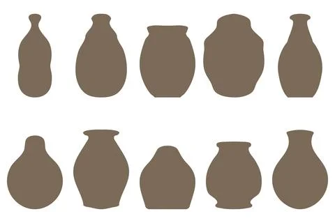 Simple Clay pot icon set Stock Illustration