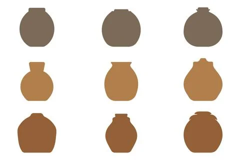 Simple Clay pot icon set Stock Illustration