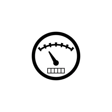 Simple, clean, black and white speedometer icon for dashboard design Stock Illustration