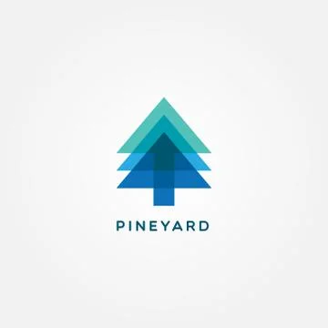 Simple Clean Pine Logo Design Stock Illustration