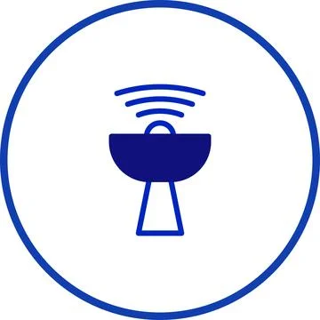 A simple, clean vector illustration of a satellite dish with signal waves, .. Stockillustratie