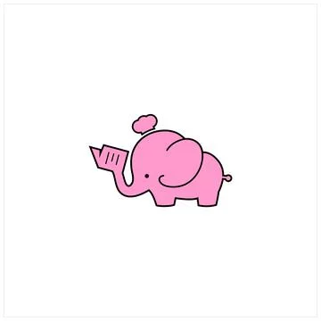 Simple clever elephant logo design graphic Stock Illustration