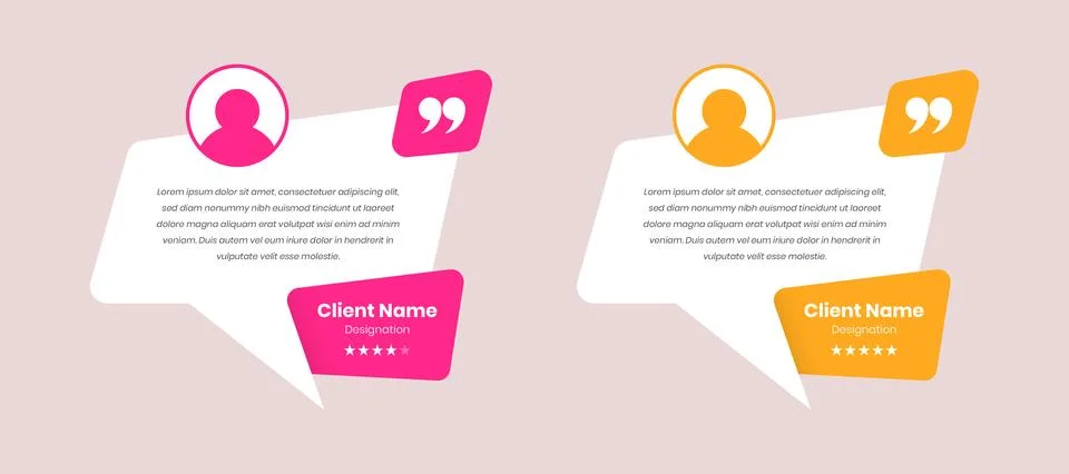 Simple client testimonial and feedback template design with abstract bubble.. Stock Illustration