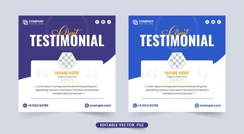 Simple client testimonial and review section vector with abstract shapes. Cus Stock Illustration