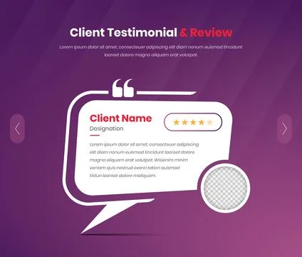 Simple client testimonial and review template with speech bubble shape Stock Illustration