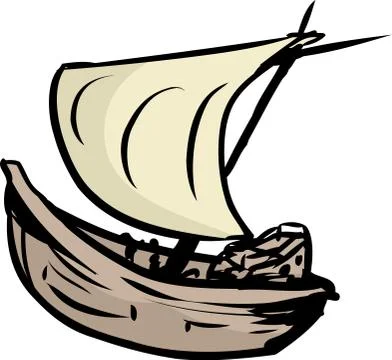 Simple Clipper Ship Doodle Stock Illustration
