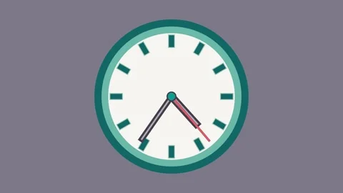 A simple clock animation shows the movement of the hour, minute and second Video stock 308401205