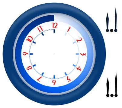 Simple clock with blue plastic frame Stock Illustration