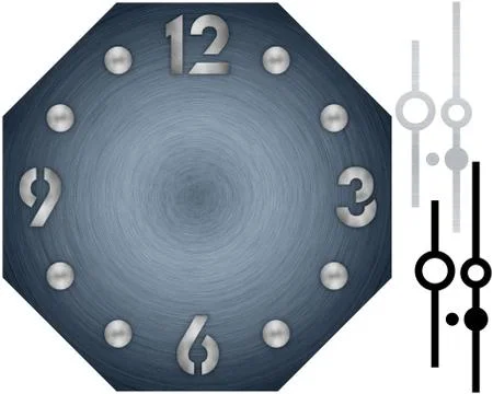 Simple clock with brushed metal dial and numbers Stock Illustration