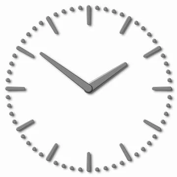 Simple clock face with metal hands and marks Illustrazione stock