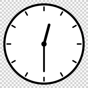 A simple clock face that shows 12:30 스톡 일러스트
