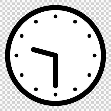 A simple clock face that shows 9:30 Stock Illustration