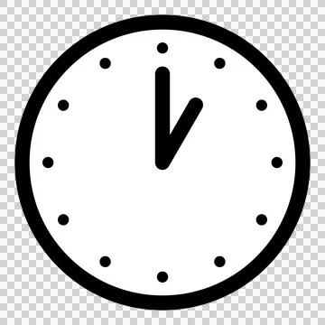 A simple clock face that shows just 1 o’clock Stock Illustration