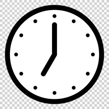 A simple clock face that shows just 7 o’clock Stock Illustration