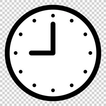 A simple clock face that shows just 9 o’clock Stock Illustration