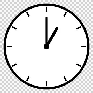 A simple clock face that shows just 1 o’clock Stock Illustration