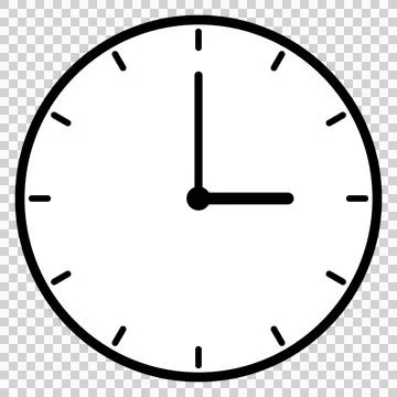 A simple clock face that shows just 3 o'clock Illustrazione stock