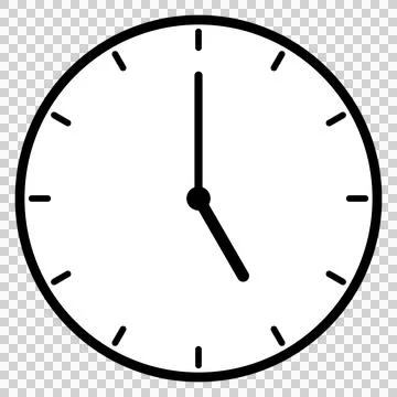 A simple clock face that shows just 5 o'clock Stock Illustration