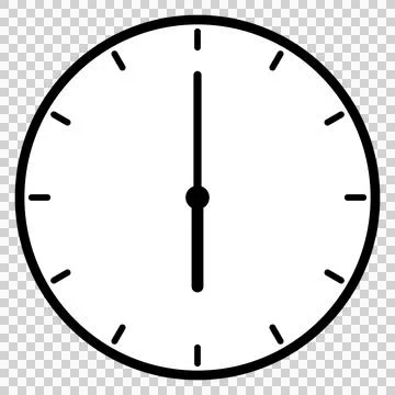 A simple clock face that shows just 6 o'clock Stock Illustration
