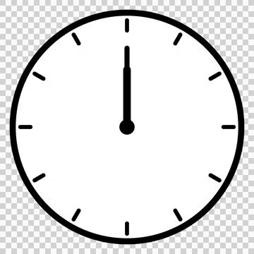 A simple clock face that shows just 12 o'clock Stock Illustration