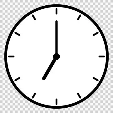 A simple clock face that shows just 7 o'clock Stock Illustration