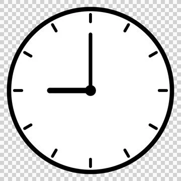 A simple clock face that shows just 9 o'clock Illustrazione stock