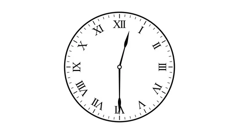 Simple clock face timelapse, 12 hours roman numerals, looping, alpha channel, 4K Stock Footage 91585149