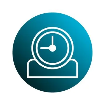 Simple clock icon on a blue gradient circle representing time management an.. Stock Illustration