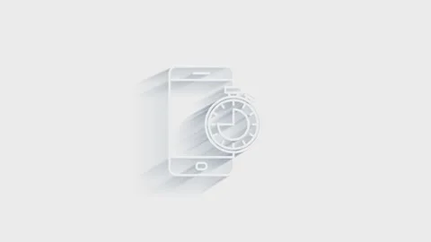 Simple Clock icon. White icon with shadow on transparent background. Stock Footage 151526659