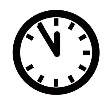 Simple clock showing the time 11:55 Stock Illustration