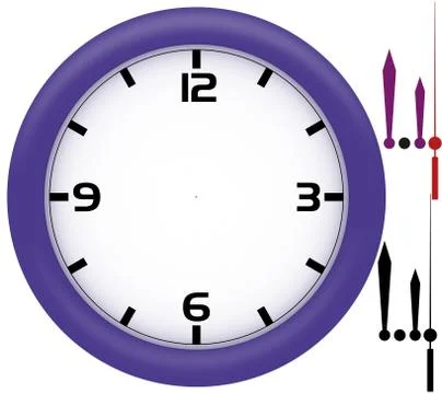 Simple clock with violet plastic frame Stock Illustration