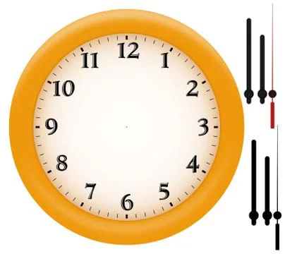 Simple clock with yellow plastic frame Stock Illustration