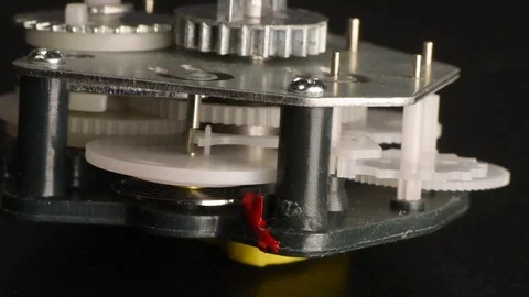 Simple clockwork with plastic gears + tick-tock sound Stock Footage 70558546