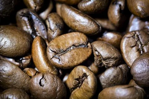 Simple close-up of coffee beans without people Foto stock