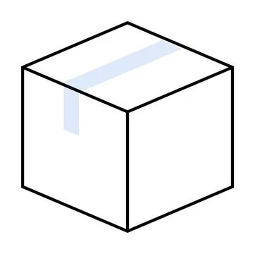Simple Closed Box with Tape on Top in Minimalist Style 库存插图