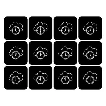 Simple cloud with alarm clock , Cloud computing time.Timer with cloud outline Illustrazione stock